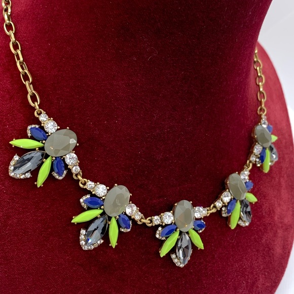 J. Crew Grey Blue Green Statement Necklace - Picture 4 of 6